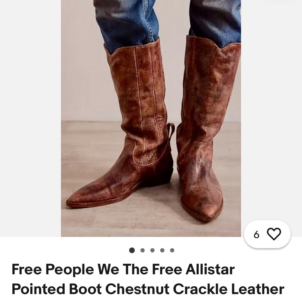 We the Free Allistar Brown Leather Cowboy Boots. - Picture 3 of 9